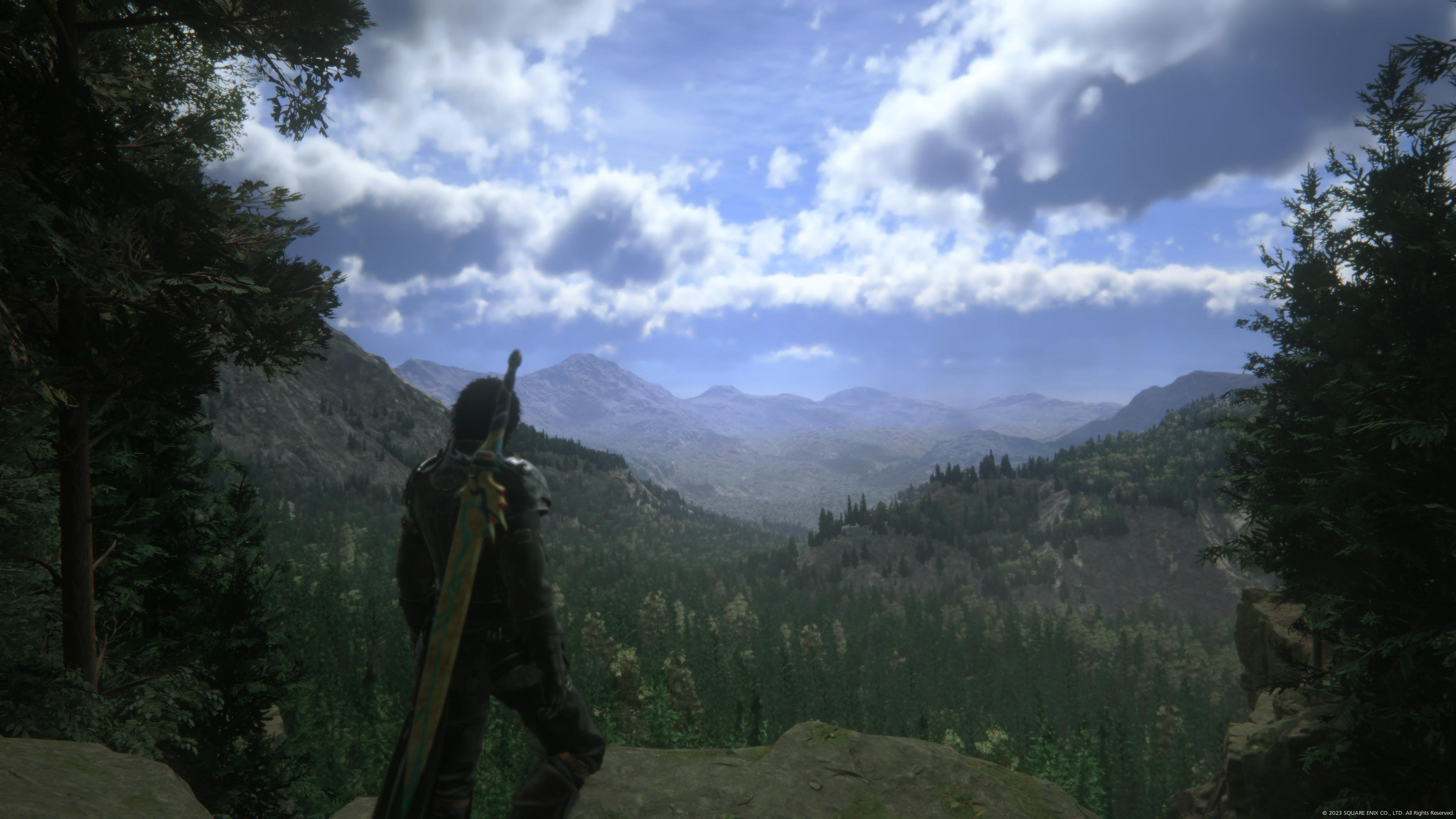 Clive staring despondently out on a vast forest.  It reminds me of the Exodus mission from Destiny 2